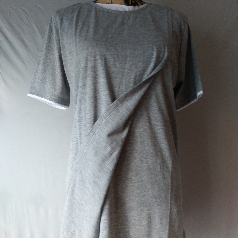 Men's Irregular Hem T-Shirt Doubled Layered Sz.M
